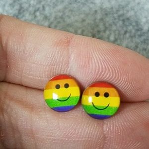 Rainbow smiles emoji earrings